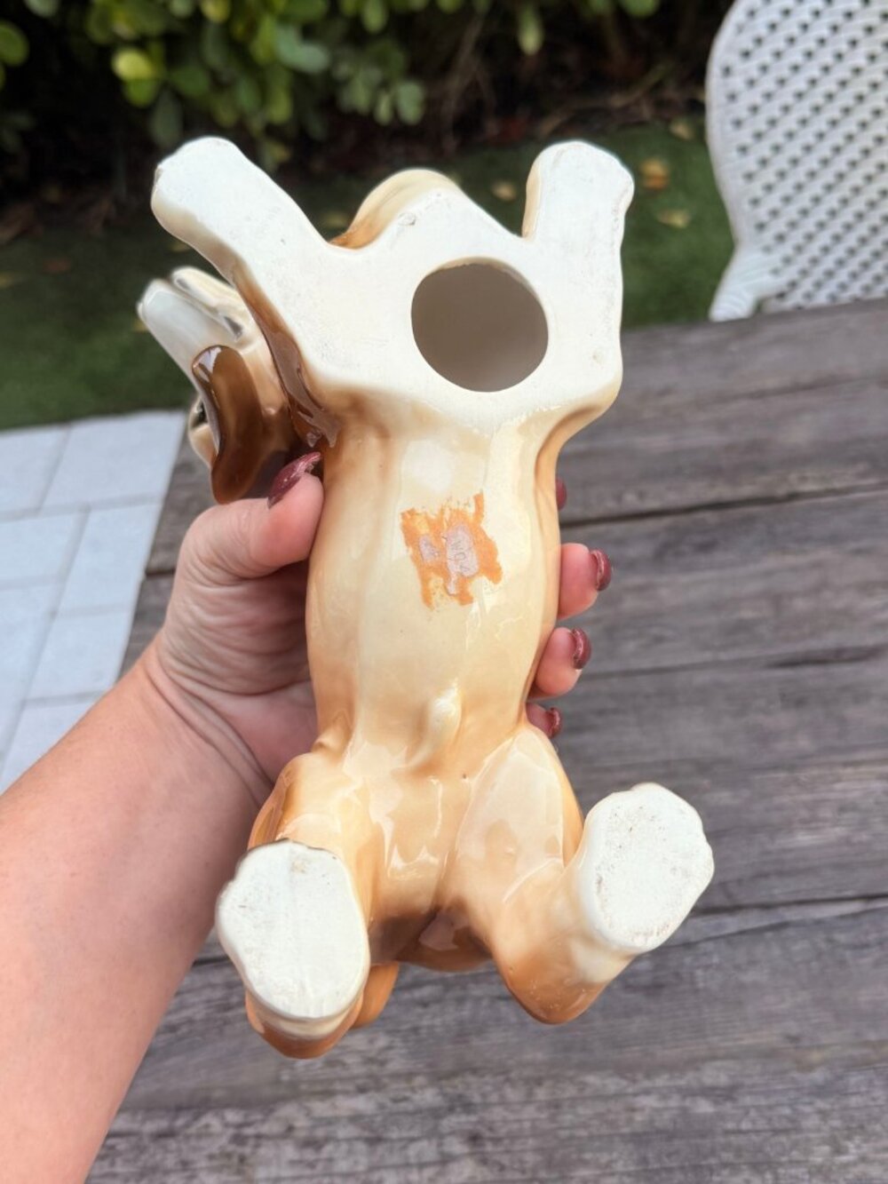 Vintage Large Dachshund Playful Japan Mid-Century Brown Glazed Porcelain Dog - Picture 12 of 14